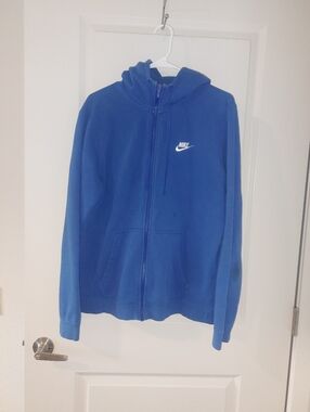 "Nike"  Royal Blue Full-Zip Hooded Sweatshirt Size: M